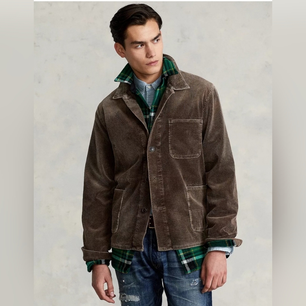 Polo Ralph Lauren Men's Stretch Corduroy Chore Jacket in Brown